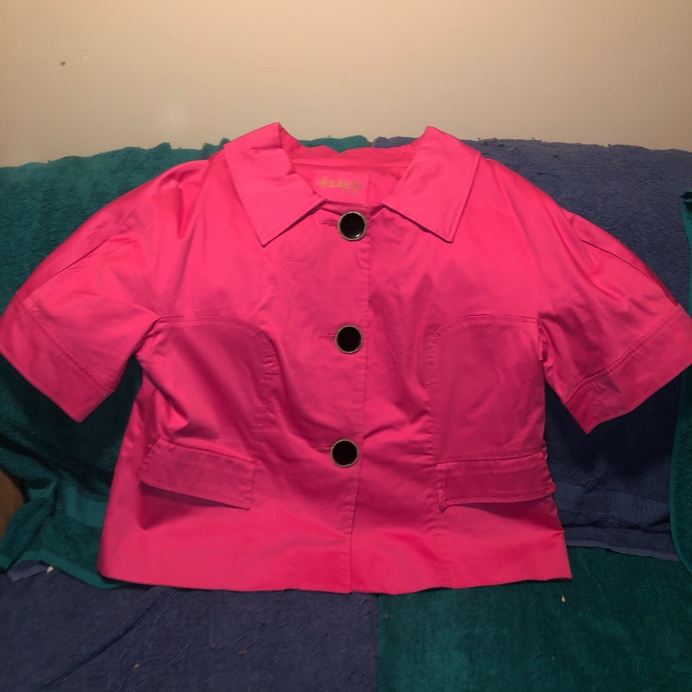 LAL womans 3X short sleeve dress blazer, pink
